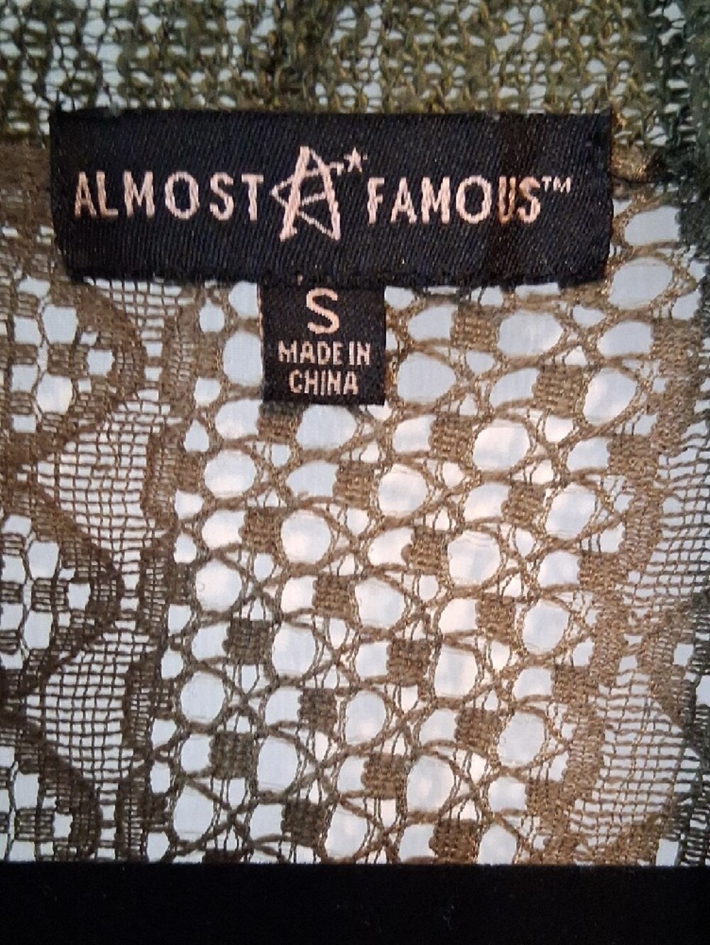 Almost Famous Olive Green Open Front Draped Knit Cardigan Boho Sweater S - Picture 3 of 6